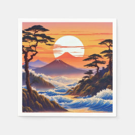 Guardanapo De Papel Paisagem Sunrise Japonesa