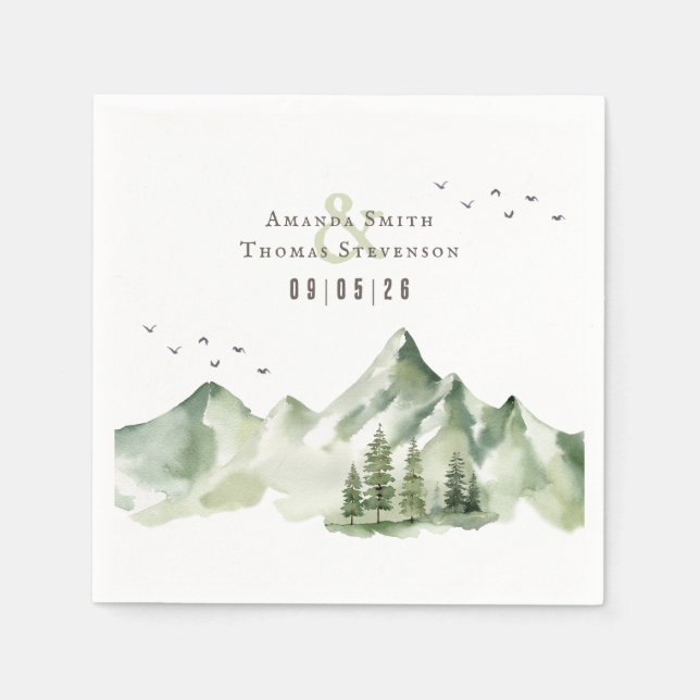 Guardanapo De Papel Paisagem verde-serena Elegante (Frente)