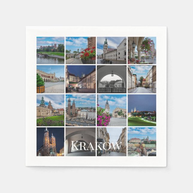 Guardanapo De Papel paisagens antigas de Krakow, Polônia (Frente)