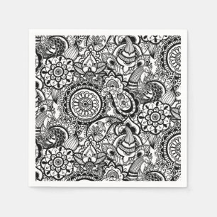Guardanapo De Papel Paisley branco-preto-branco