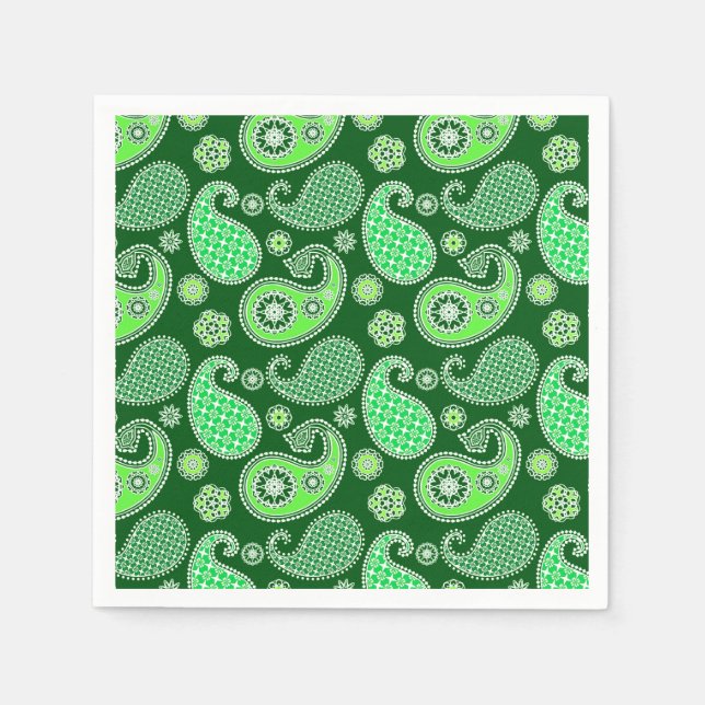Guardanapo De Papel Paisley, Emerald e Jade Green (Frente)