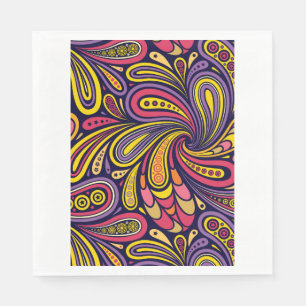 Guardanapo De Papel Paisley roxo e amarelo