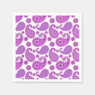 Guardanapo De Papel Paisley, violeta, roxo e branco
