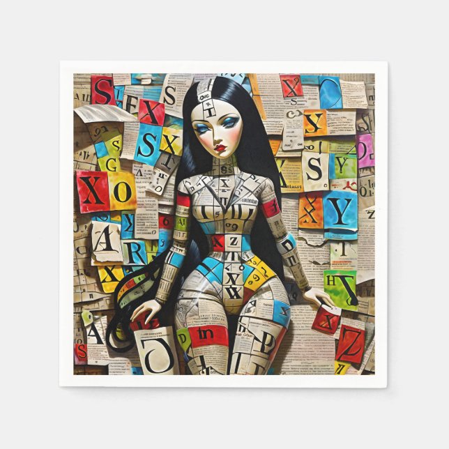 Guardanapo De Papel Palavras cruzadas detalhadas são a boneca perfeita (Frente)