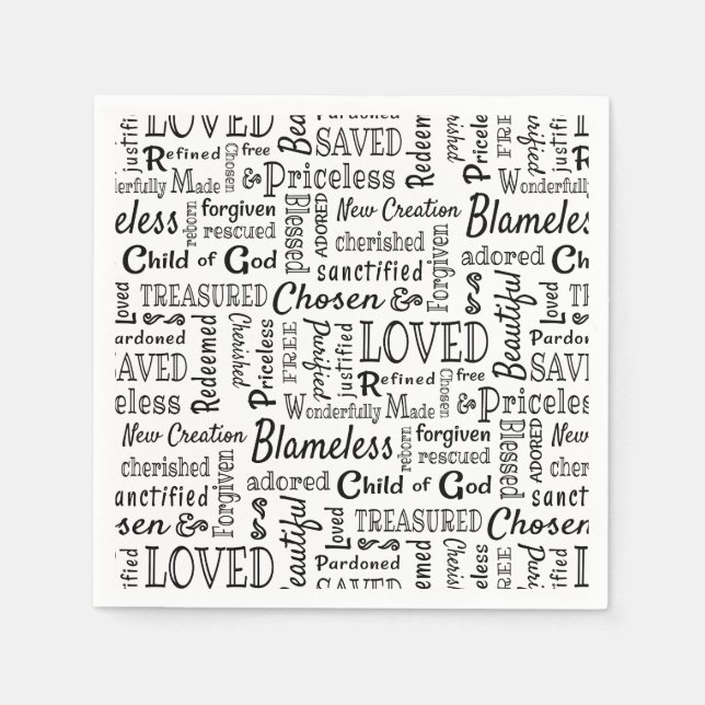 Guardanapo De Papel Palavras de Afirmação Cristãs Testemunhadas (Frente)