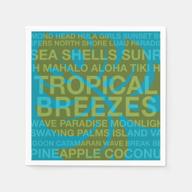 Guardanapo De Papel Palavras de Verão Monstera Folha de Papel Napkins (Frente)