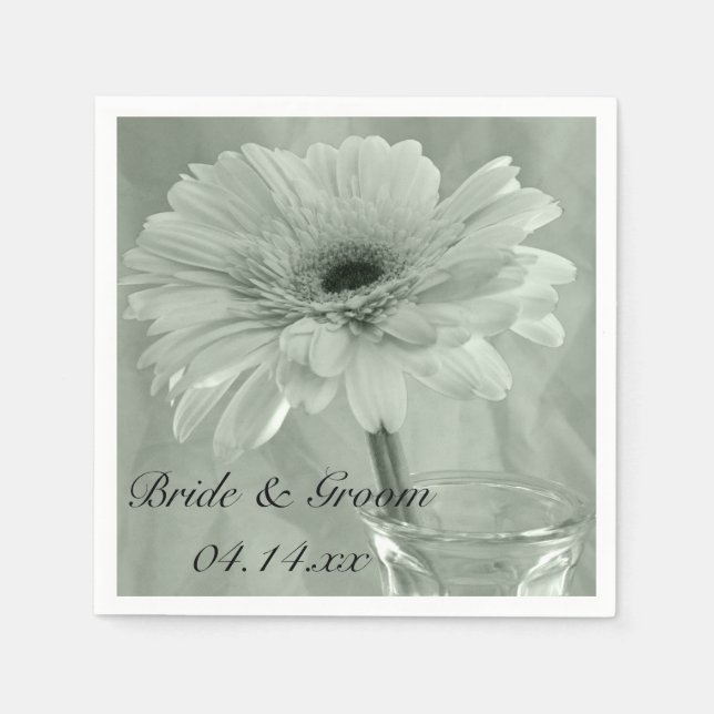 Guardanapo De Papel Pale Green Tinted Daisy Wedding (Frente)