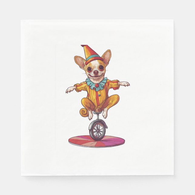 Guardanapo De Papel Palhaço Chihuahua - Cachorro do Circo Engraçado (Frente)