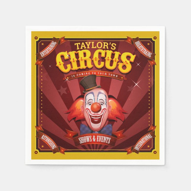 Guardanapo De Papel Palhaço de Carnaval com NOME ADD Big Family Circus (Frente)