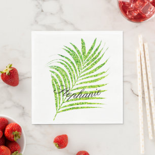 Guardanapo De Papel Palm Deixa o nome personalizado verde brilhante Bo