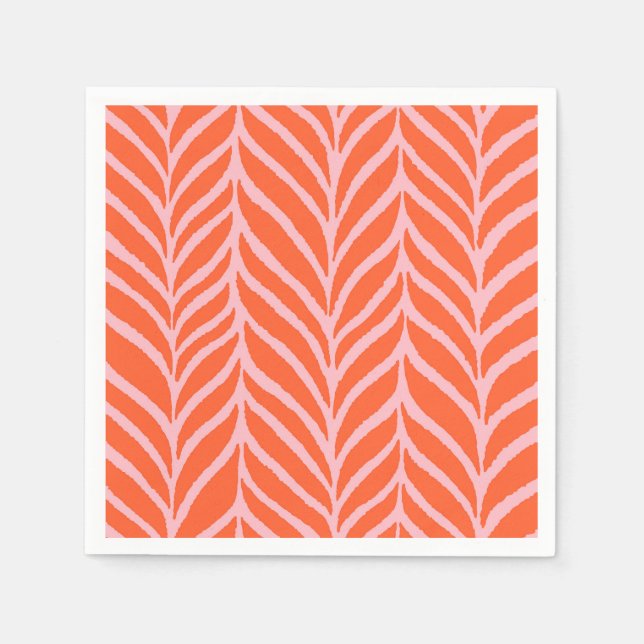 Guardanapo De Papel Palm Deixa Padrão Laranja e Rosa (Frente)