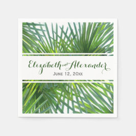 Guardanapo De Papel Palm Greenery Names e Date Weding Napkin