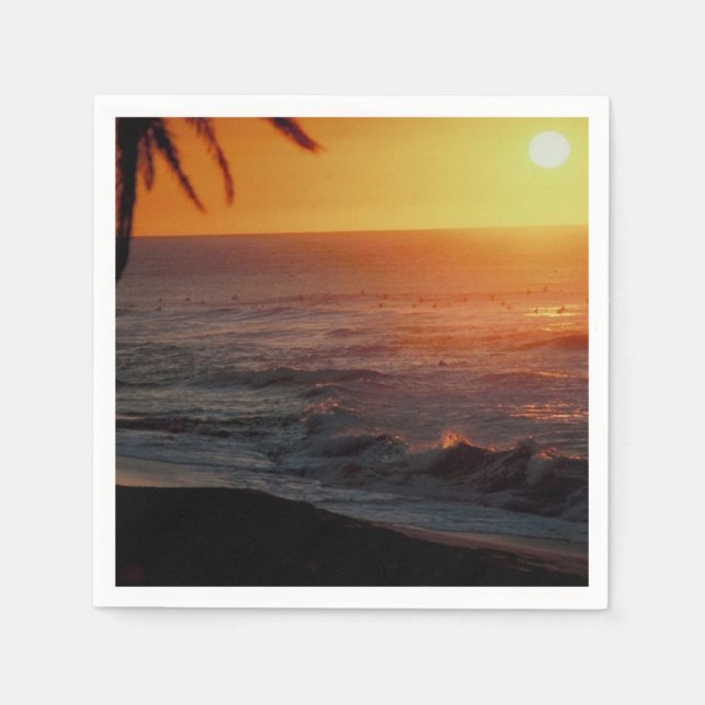 Guardanapo De Papel Palm Palm Tree Sunset Paper Napkins (Frente)