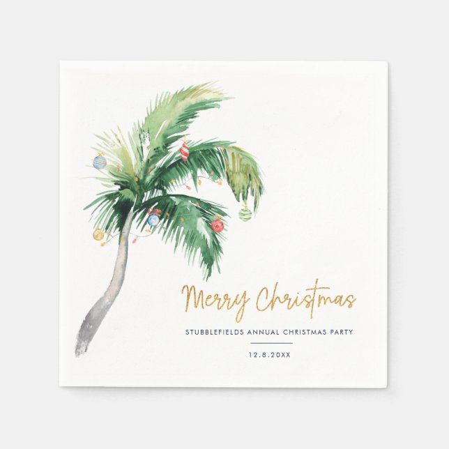 Guardanapo De Papel Palm Tree Christmas Family Party (Frente)