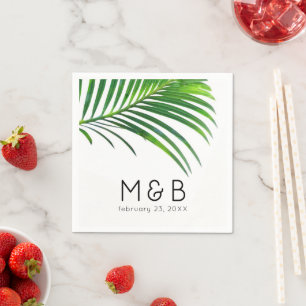 Guardanapo De Papel Palm Tree Deixa Monograma De Casamento De Folhas T