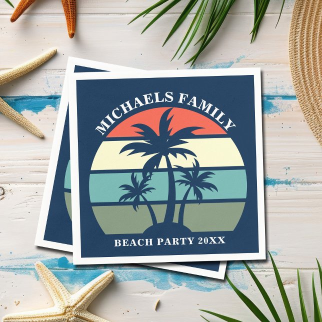 Guardanapo De Papel Palm Tree Sunset Island Custom Blue (Criador carregado)