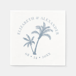 Guardanapo De Papel Palm Tree Tropical Beach Casamento Dusty Blue