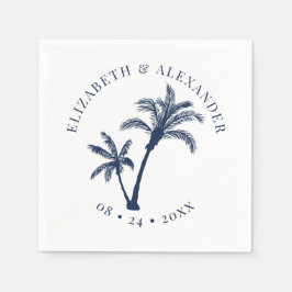Guardanapo De Papel Palm Tree Tropical Beach Weding Marinho Blue