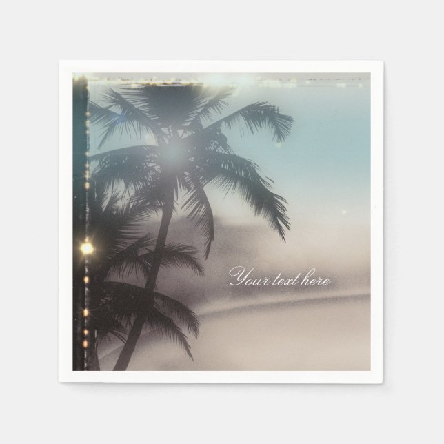 Guardanapo De Papel Palm Trees Elegante Tropical Beach Party (Frente)