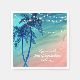 Guardanapo De Papel Palm Trees String de Lights Beach Wedkins