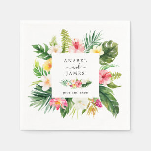 Guardanapo De Papel Palma Tropical Banana Deixa Casamento Floral Esmag