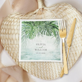 Guardanapo De Papel Palma Tropical Deixa Aquarela Casamento Verde