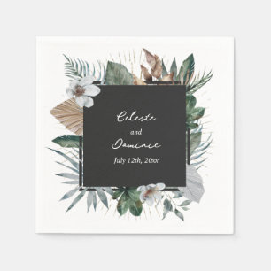 Guardanapo De Papel Palma Tropical Rústica Deixa Casamento Botânico