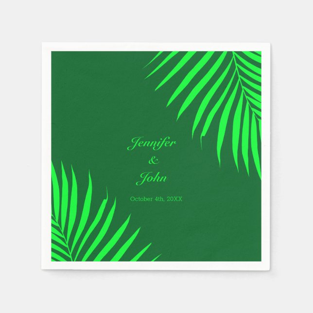 Guardanapo De Papel Palma Verde Deixa Casamento Verde Floresta Tropica (Frente)