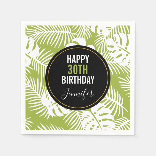 Guardanapo De Papel Palma Verde Deixa Padrão Florestal Tropical (Frente)
