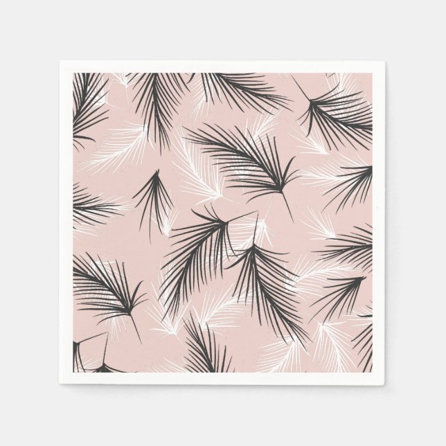 Guardanapo De Papel Palmas Preto Branco Tom Terroso Rosa (Frente)