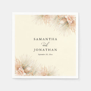 Guardanapo De Papel Palmas Secas Flores de Blush Boho Casamento