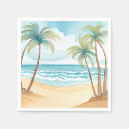 Guardanapo De Papel Palmas Tropicais | Casamento de Aquarela de Praia
