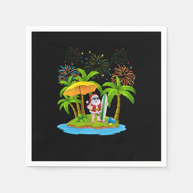 Guardanapo De Papel Palmeira de Natal - Luzes tropicais de Natal (Frente)