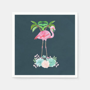 Guardanapo De Papel Palmeiras cor-de-rosa do flamingo e Succulents
