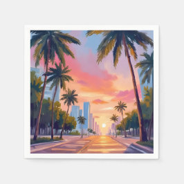 Guardanapo De Papel Palmeiras do Pôr do Sol de Miami