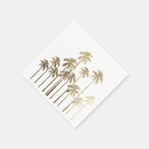 Guardanapo De Papel Palmeiras tropicais Dourados glamoroso no branco