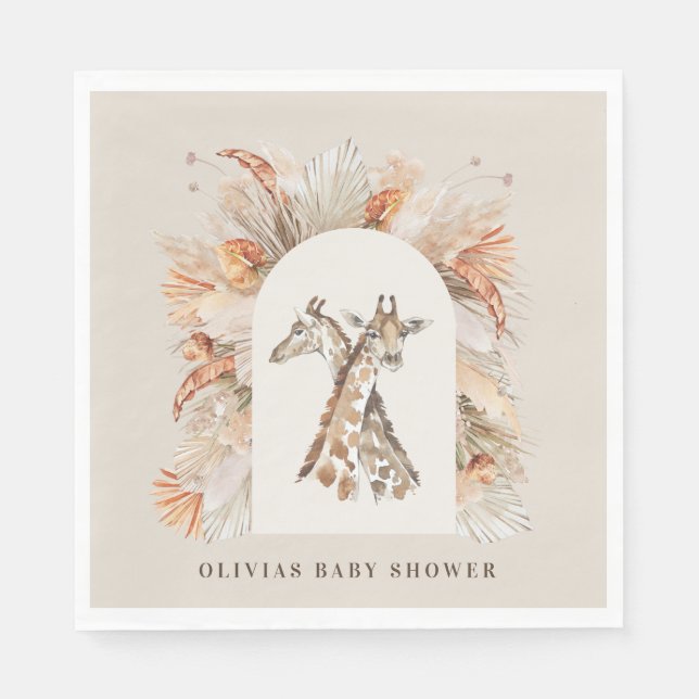 Guardanapo De Papel Pampas botânicas girafa safari-moderna (Frente)