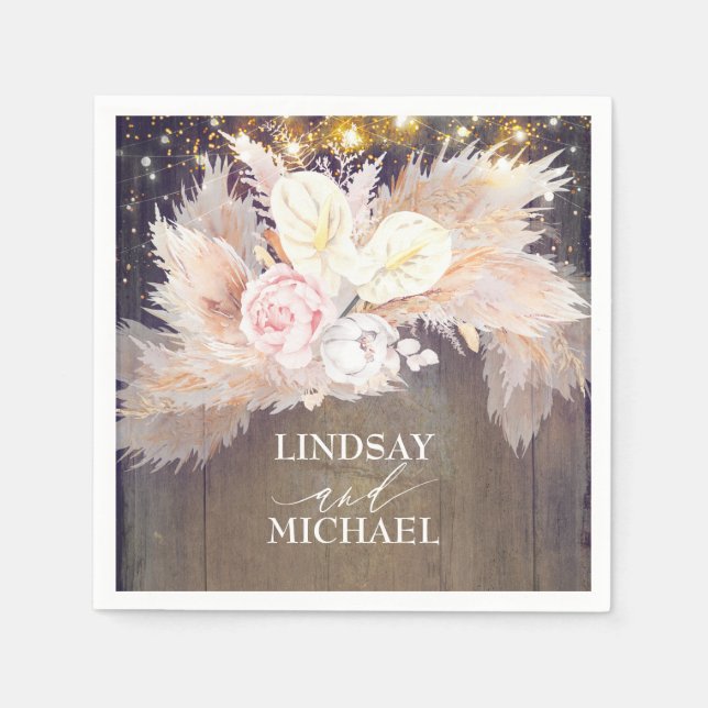 Guardanapo De Papel Pampas Grass Anthurium Napkins Tropical Russo (Frente)