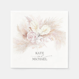 Guardanapo De Papel Pampas Grass Anthuriums Elegante Tropical