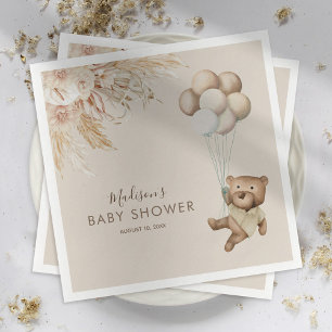 Guardanapo De Papel Pampas Grass Boho Teddy Bear Chá de fraldas Napki