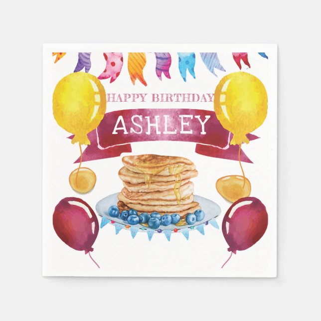 Guardanapo De Papel Pancake e pijamas - Aniversário (Frente)