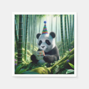 Guardanapo De Papel Panda Bear Lendo Cartão de Aniversário