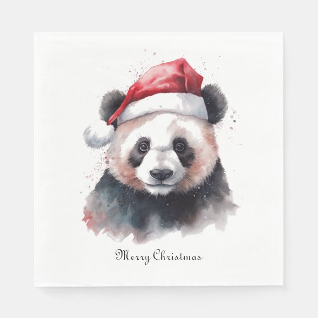 Guardanapo De Papel Panda de Natal, personalizável (Frente)