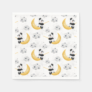 Guardanapo De Papel Panda de Pesca com Cana-de-Água Cuta