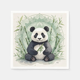 Guardanapo De Papel Panda gordinho sentado em uma pose de lótus