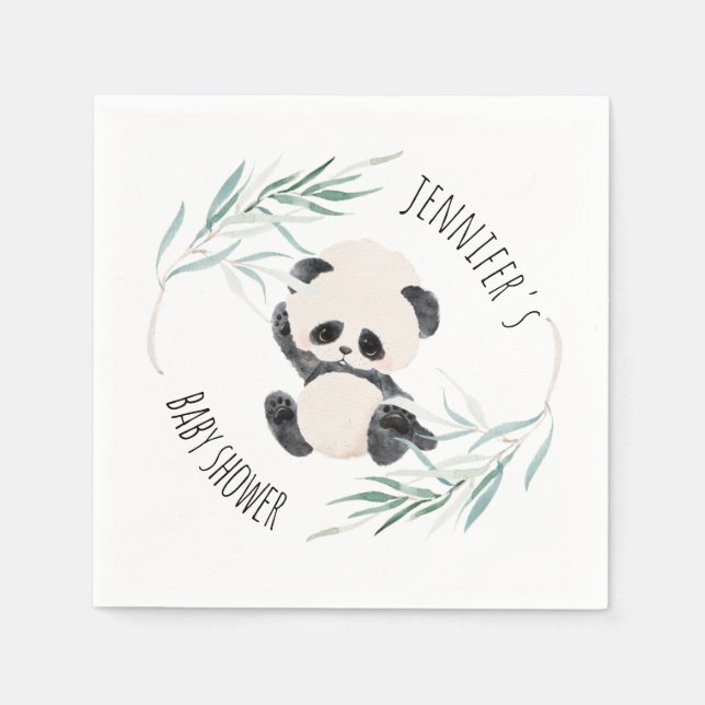 Guardanapo De Papel Panda Unisex Gênero Neutro Chá de fraldas Watercol (Frente)