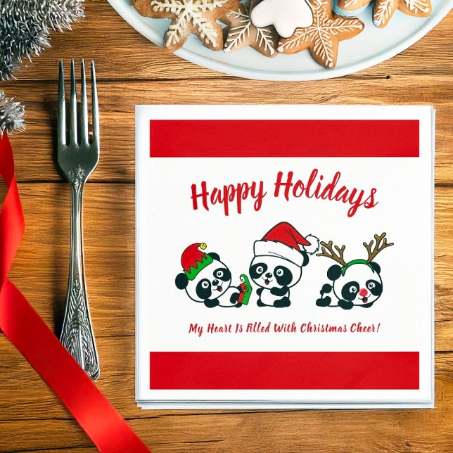 Guardanapo De Papel Pandas de Natal Personalizadas (Criador carregado)