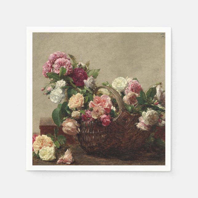 Guardanapo De Papel Panier de Rosas - Henri Fantin-Latour (Frente)