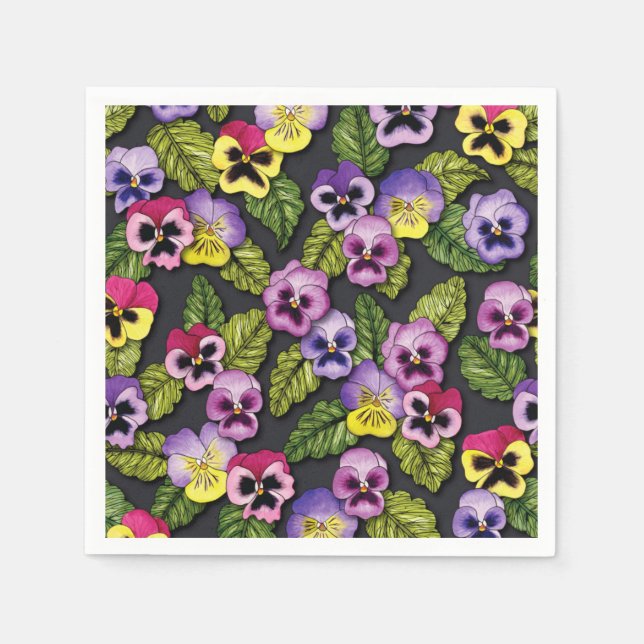 Guardanapo De Papel Pansies Floral Napkins (Frente)