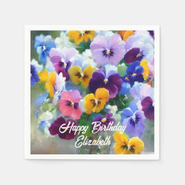 Guardanapo De Papel Pansies Happy Birthday